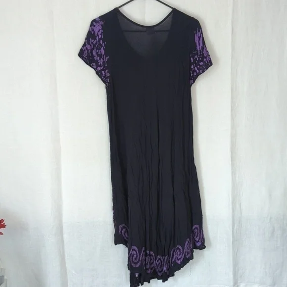 🍉 ASHA Black Purple Flowy Midi Dress One Size - Picture 6 of 6